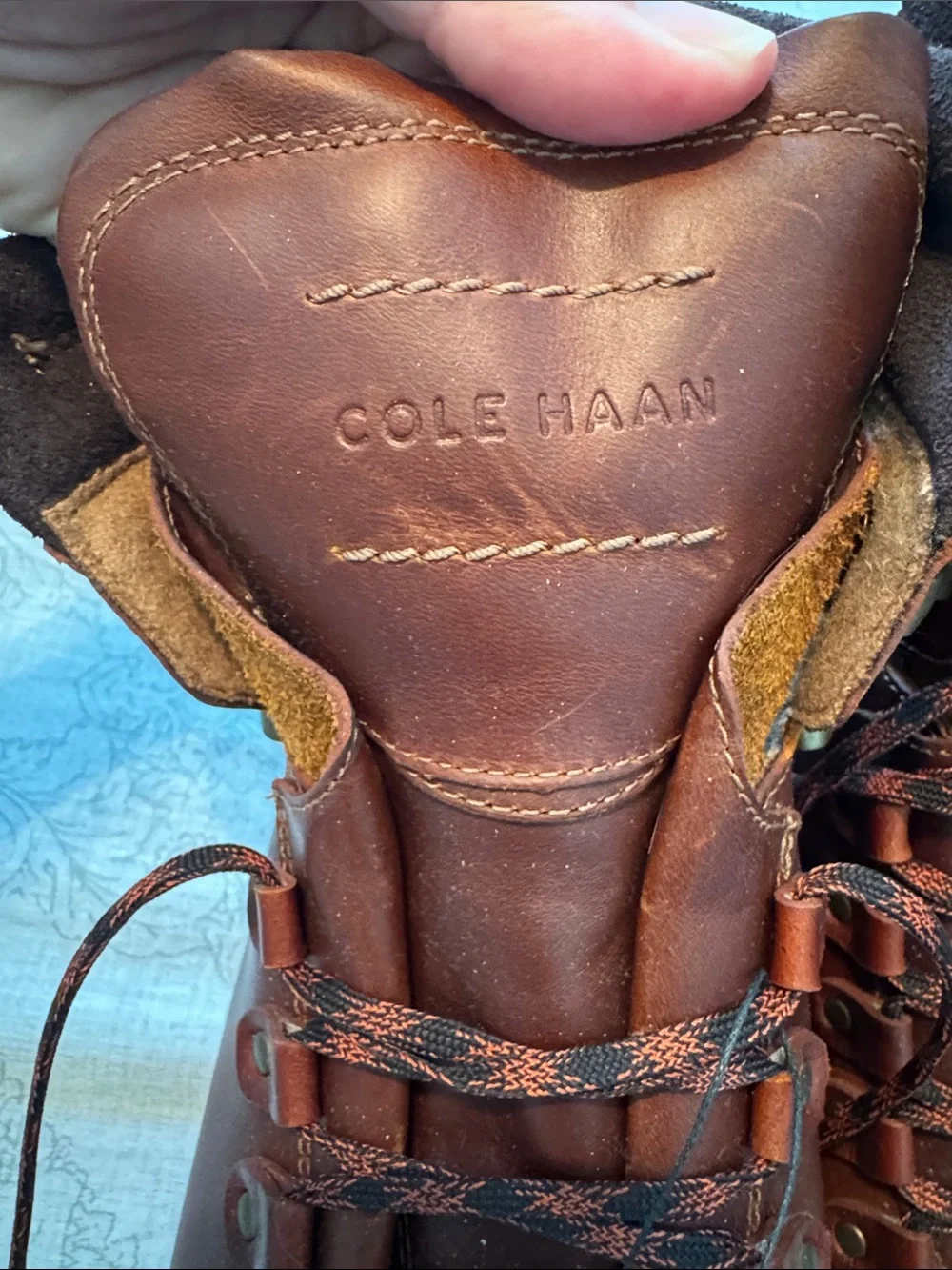 Cole Haan Brown Leather Waterproof Hiking-Style Lace-Up Boots